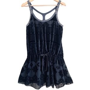 FREE PEOPLE Burnt Velvet Festival Y2K Sequins Strappy Racerback Mini Dress 8 NWT